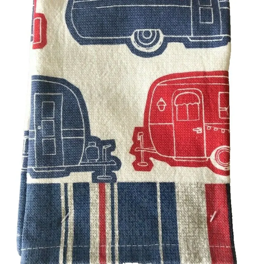 Camper Trailer Kitchen Dish Towels Beach Summer Cotton RV Camp 18x28